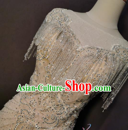Evening Wear Chorus Singer Costumes Annual Meeting Compere Clothing Champagne Full Dress Evening Wear Chorus Singer Costumes Annual Meeting Compere Clothing Champagne Full Dress