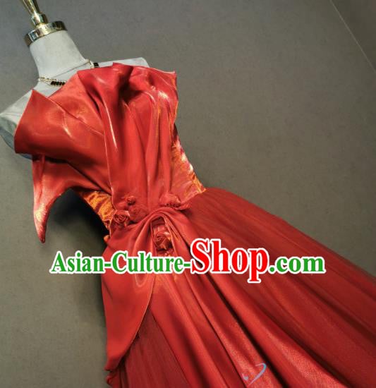 Compere Red Bubble Full Dress Evening Wear Chorus Singer Costumes Annual Meeting Clothing Compere Red Bubble Full Dress Evening Wear Chorus Singer Costumes Annual Meeting Clothing