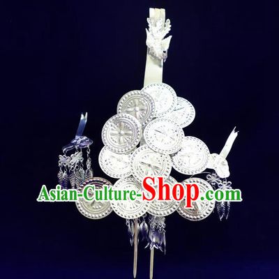 Chinese Guangxi Minority Folk Dance Hair Accessories Ethnic Women Hair Crown Tassel Hairpins