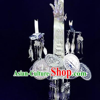 Chinese Nationality Dance Hairpin Guangxi Ethnic Women Hair Accessories Dong Minority Hair Crown