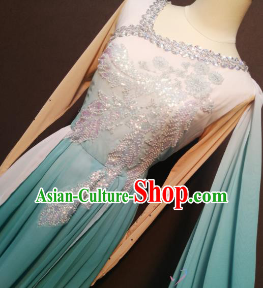 China Fan Dance Clothing Spring Festival Gala Classical Dance Costumes Women Dance Blue Dress