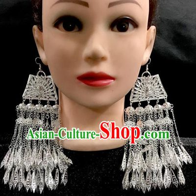 China Nationality Large Ear Accessories Handmade Hmong Women Jewelry Ethnic Minority Peacock Earrings