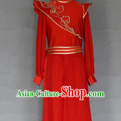 China Men Classical Dance Red Outfits New Year Drum Dance Costume Spring Festival Gala Clothing