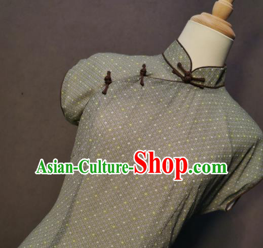 Republic of China Green Chiffon Qipao Dress Drama Classical Clothing Shanghai Traditional Cheongsam Republic of China Green Chiffon Qipao Dress Drama Classical Clothing Shanghai Traditional Cheongsam