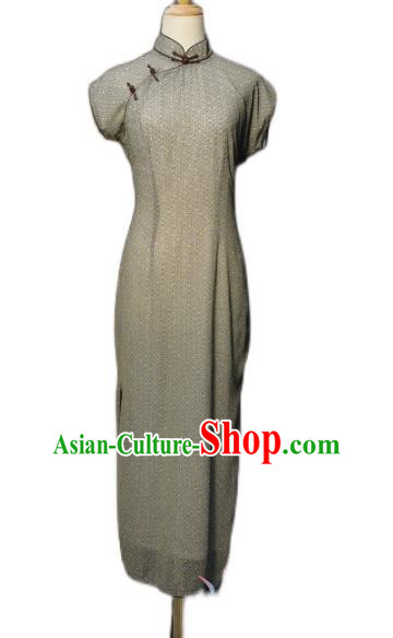 Republic of China Green Chiffon Qipao Dress Drama Classical Clothing Shanghai Traditional Cheongsam Republic of China Green Chiffon Qipao Dress Drama Classical Clothing Shanghai Traditional Cheongsam