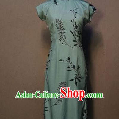Retro Green Qipao Dress Drama Republic of China Classical Clothing Traditional Shanghai Wang Jiazhi Cheongsam