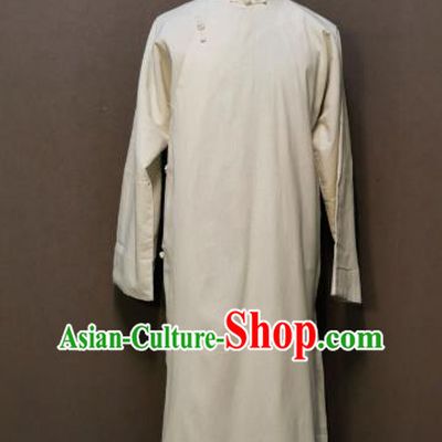 China Stage Show Costume Crosstalk White Gown Spring Festival Gala Men Robe Clothing