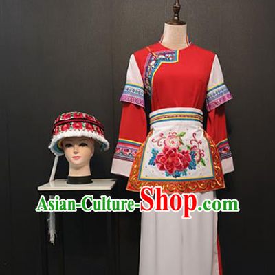 Custom China Bai Ethnic Women Clothing Traditional Minority Folk Dance Costumes Yunnan Dali Nationality Blouse with Pants and Hat