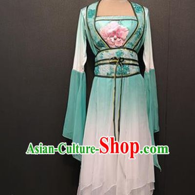 Chinese Classical Dance Clothing Traditional Fan Dance Costumes Umbrella Dance Green Dress