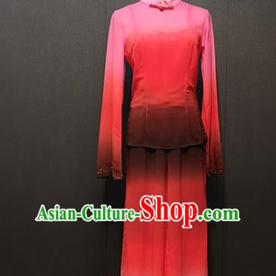 Chinese Fan Dance Clothing Traditional Folk Dance Costumes Stage Performance Jiu Er Red Outfits