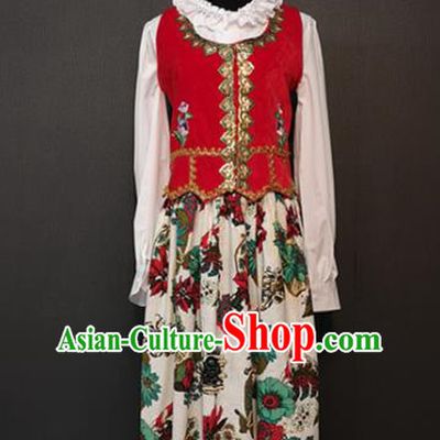 Sweden National Women Dress Drama Performance Young Lady Costume Traditional Eastern Europe Clothing