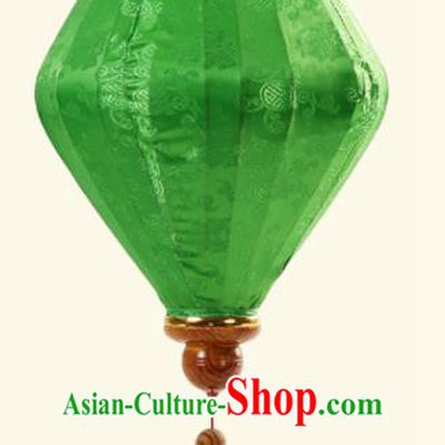 Handmade Chinese Classical Floral Scroll Pattern Green Silk Palace Lanterns Traditional New Year Decoration Lantern Spring Festival Lamp
