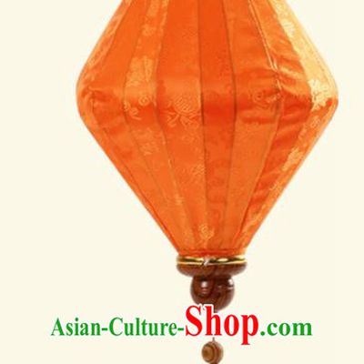 Handmade Chinese Classical Floral Scroll Pattern Orange Silk Palace Lanterns Traditional New Year Decoration Lantern Spring Festival Lamp