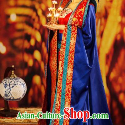 Chinese Ancient Costumes Traditional Tang Dynasty Imperial Consort Hanfu Dress Apparels and Headpieces