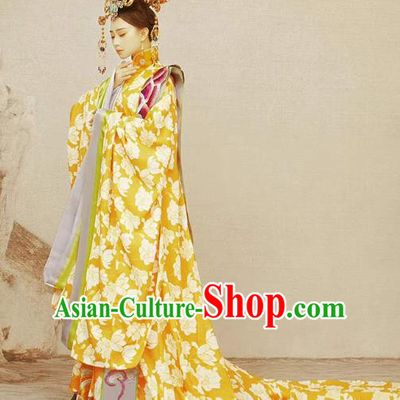 Chinese Ancient Empress Costumes Drama Traditional Tang Dynasty Queen Hanfu Dress Apparels and Headdress Full Set