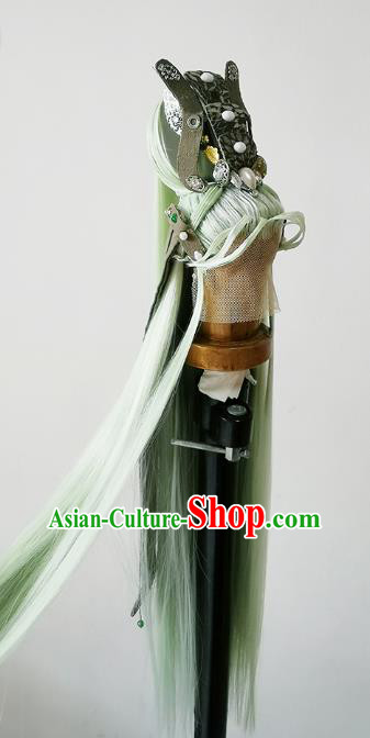 China BJD Green Wig Sheath Hair Accessories Cosplay Swordsman Wigs China BJD Green Wig Sheath Hair Accessories Cosplay Swordsman Wigs