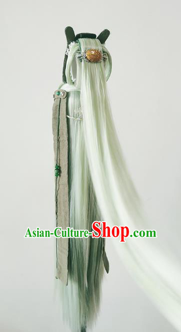 China BJD Green Wig Sheath Hair Accessories Cosplay Swordsman Wigs China BJD Green Wig Sheath Hair Accessories Cosplay Swordsman Wigs