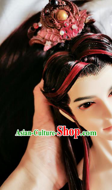 China BJD King Yan Red Wig Sheath Cosplay Swordsman Wigs Hair Accessories China BJD King Yan Red Wig Sheath Cosplay Swordsman Wigs Hair Accessories