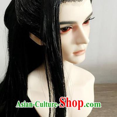China BJD Noble Childe Wig Sheath Cosplay Ancient Swordsman Black Wigs Headwear