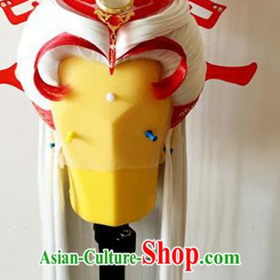 China Cosplay Game Character Wigs Ancient Handmade BJD Swordsman White Wig Sheath Hair Accessories