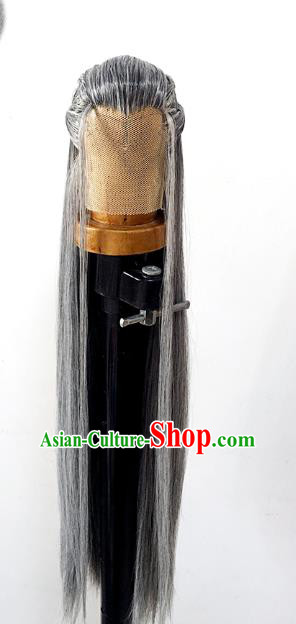 Handmade China Cosplay Ancient Knight Wigs BJD Swordsman Grey Wig Sheath Handmade China Cosplay Ancient Knight Wigs BJD Swordsman Grey Wig Sheath
