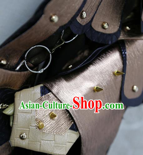 China Ancient Swordsman Brown Clothing Custom Professional Cosplay Warrior Costume
