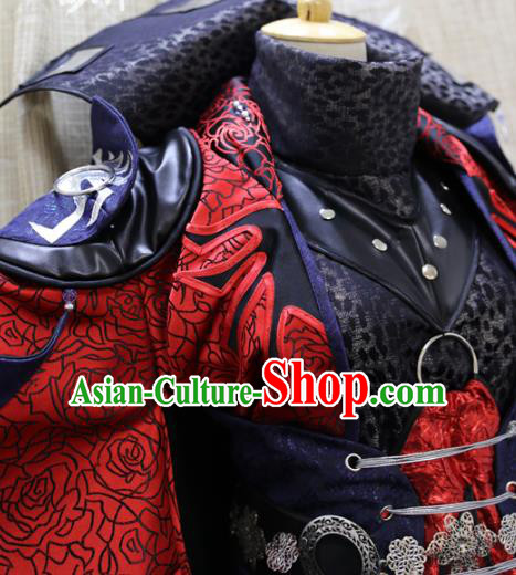 China Ancient Royal Highness Clothing Custom Professional Cosplay Swordsman Red Costumes Full Set China Ancient Royal Highness Clothing Custom Professional Cosplay Swordsman Red Costumes Full Set