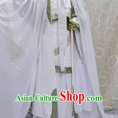 China Ancient Young Childe White Clothing Custom Professional Cosplay Swordsman Bie Xiaolou Costumes
