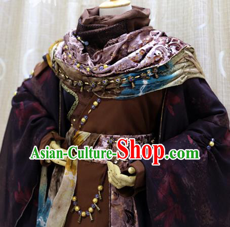 Professional Cosplay Swordsman Feng Xiaoyao Costumes Custom China Ancient Monarch Brown Clothing Professional Cosplay Swordsman Feng Xiaoyao Costumes Custom China Ancient Monarch Brown Clothing