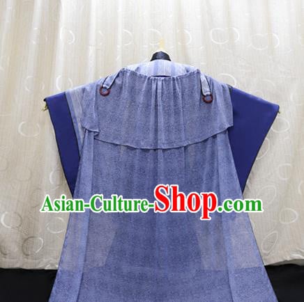 Traditional Cosplay Swordsman Jian Wuji Costumes Custom China Ancient Chivalrous Knight Blue Clothing