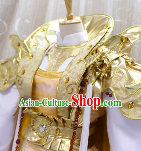 China Cosplay Empress Golden Dress Custom Clothing Traditional Ancient Chivalrous Queen Costumes Full Set China Cosplay Empress Golden Dress Custom Clothing Traditional Ancient Chivalrous Queen Costumes Full Set
