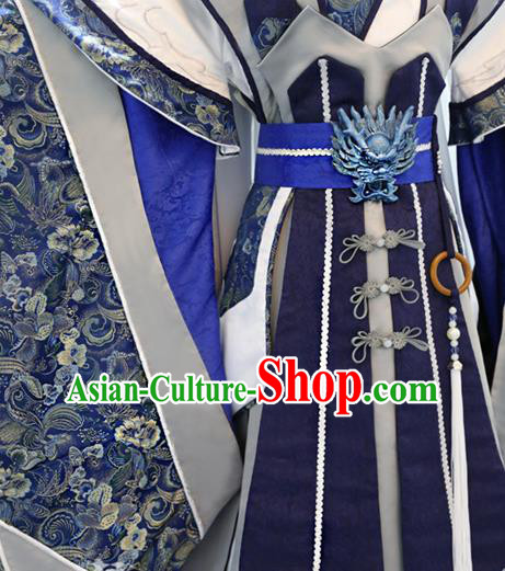 Cosplay Royal King Commander Costumes Custom China Ancient Swordsman Beiming Huangyuan Blue Clothing Cosplay Royal King Commander Costumes Custom China Ancient Swordsman Beiming Huangyuan Blue Clothing