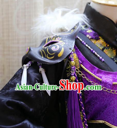 Cosplay Martial Arts Male Commander Costumes Custom China Ancient Swordsman Purple Clothing Cosplay Martial Arts Male Commander Costumes Custom China Ancient Swordsman Purple Clothing