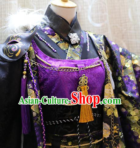 Cosplay Martial Arts Male Commander Costumes Custom China Ancient Swordsman Purple Clothing Cosplay Martial Arts Male Commander Costumes Custom China Ancient Swordsman Purple Clothing