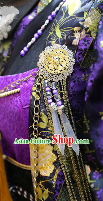 Cosplay Martial Arts Male Commander Costumes Custom China Ancient Swordsman Purple Clothing Cosplay Martial Arts Male Commander Costumes Custom China Ancient Swordsman Purple Clothing