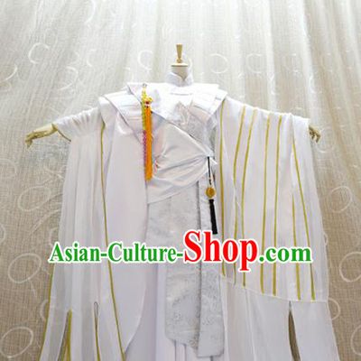Cosplay Swordsman Monk White Costumes Custom China Ancient Warrior Clothing