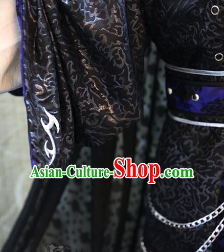 Cosplay Knight Tang Jue Costumes Custom China Ancient Swordsman Black Clothing Cosplay Knight Tang Jue Costumes Custom China Ancient Swordsman Black Clothing