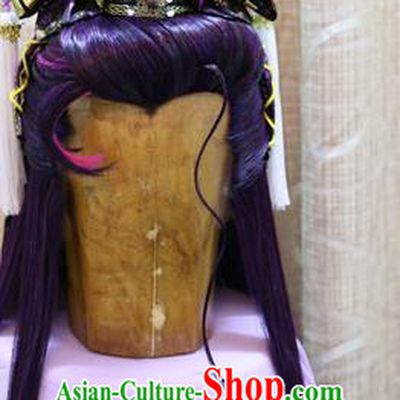 Cosplay Dragon King Wig Sheath Handmade China Ancient Swordsman Prince Purple Wigs Style and Hair Accessories