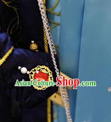 Cosplay Royal Highness Deep Blue Costumes Custom China Ancient Noble Lord Clothing Cosplay Royal Highness Deep Blue Costumes Custom China Ancient Noble Lord Clothing