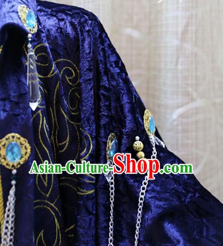 Cosplay Royal Highness Deep Blue Costumes Custom China Ancient Noble Lord Clothing Cosplay Royal Highness Deep Blue Costumes Custom China Ancient Noble Lord Clothing