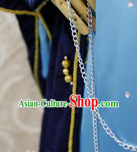 Cosplay Royal Highness Deep Blue Costumes Custom China Ancient Noble Lord Clothing Cosplay Royal Highness Deep Blue Costumes Custom China Ancient Noble Lord Clothing