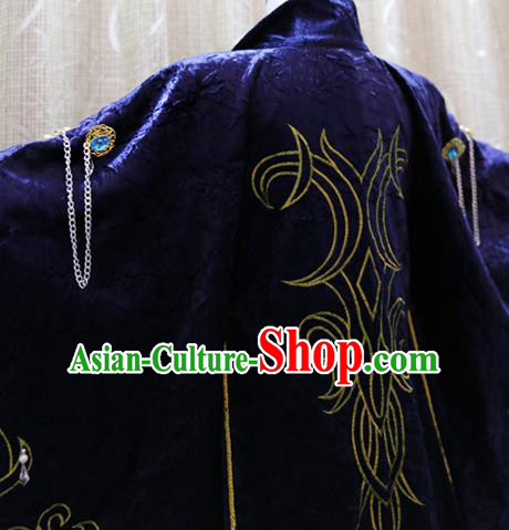 Cosplay Royal Highness Deep Blue Costumes Custom China Ancient Noble Lord Clothing Cosplay Royal Highness Deep Blue Costumes Custom China Ancient Noble Lord Clothing