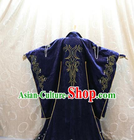 Cosplay Royal Highness Deep Blue Costumes Custom China Ancient Noble Lord Clothing Cosplay Royal Highness Deep Blue Costumes Custom China Ancient Noble Lord Clothing
