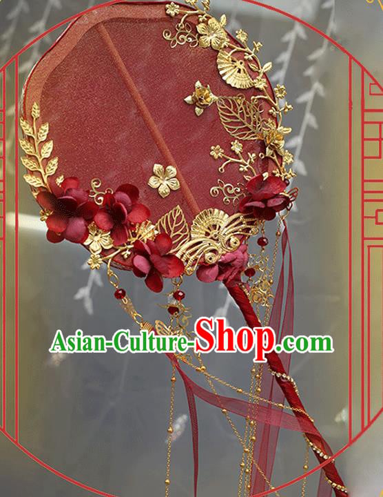 China Classical Red Palace Fans Handmade Hanfu Silk Fans Ribbon Fan China Classical Red Palace Fans Handmade Hanfu Silk Fans Ribbon Fan