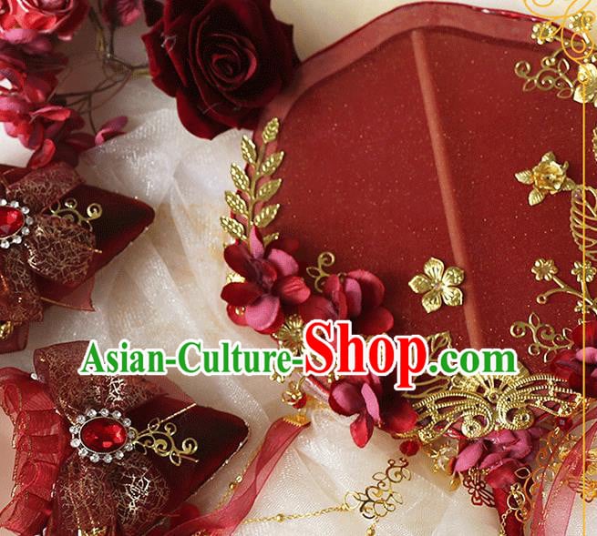 China Classical Red Palace Fans Handmade Hanfu Silk Fans Ribbon Fan China Classical Red Palace Fans Handmade Hanfu Silk Fans Ribbon Fan