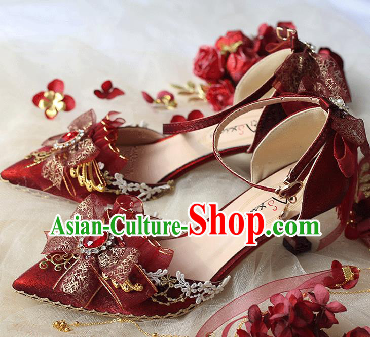 Halloween Cosplay Red High Heels Shoes Custom Bride Shoes