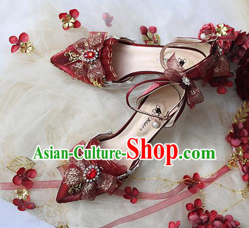 Halloween Cosplay Red High Heels Shoes Custom Bride Shoes