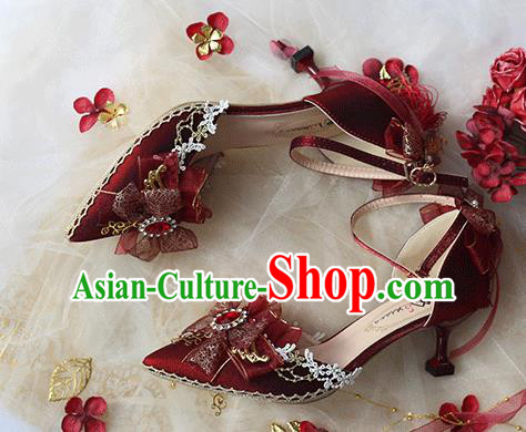 Halloween Cosplay Red High Heels Shoes Custom Bride Shoes