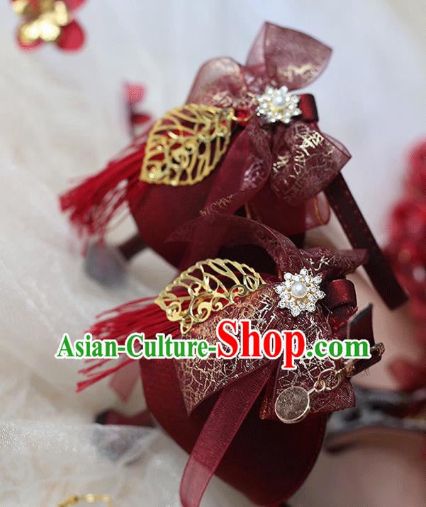 Halloween Cosplay Red High Heels Shoes Custom Bride Shoes