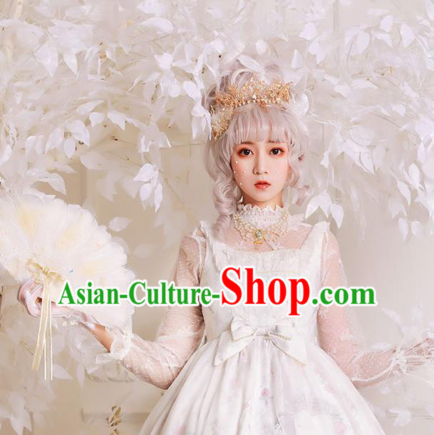 Halloween Beige Feather Folding Fans Handmade Custom Classical Bride Fan Halloween Beige Feather Folding Fans Handmade Custom Classical Bride Fan